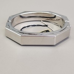 Vintage Hinged Bangle Bracelet Octagon Silver Tone Hong Kong Safety Clasp 6.5″