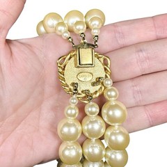 Vtg CAROLEE Majestic Pearl Necklace 3 Strand Knotted High End Art Deco 18” 13 mm