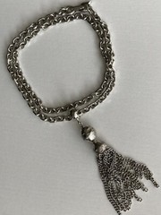 Vintage Kramer Necklace Silver Tone 20in Plus 3.5in Tassel Oval Link Chain 40.2g