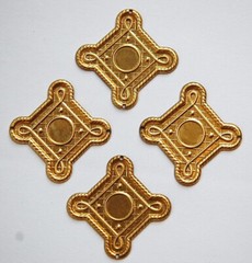 2 Hole Raw Brass Square Connector Pendant with 9mm Setting (4) mtl366