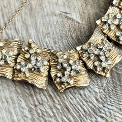 Hobe Cleopatra Rhinestone Flowers Bracelet & Earrings Has Wear Missing Gems Rare