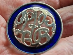 Vintage Cobalt Blue guilloche Enamel silver filigree Earrings pierced BEAUTIFUL