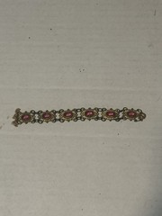 vintage Czechoslovakia filigree link bracelet pink stones No clasp