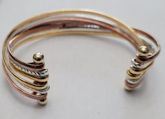 Vintage Sterling Silver Solid Copper Brass Couture Cuff Bracelet
