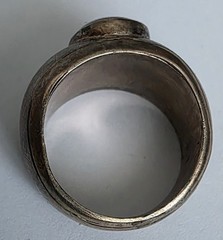 Vintage Handmade 1950s-1970s Silver Ring With Oval Aqua Cabochon-Cut Stone Nice