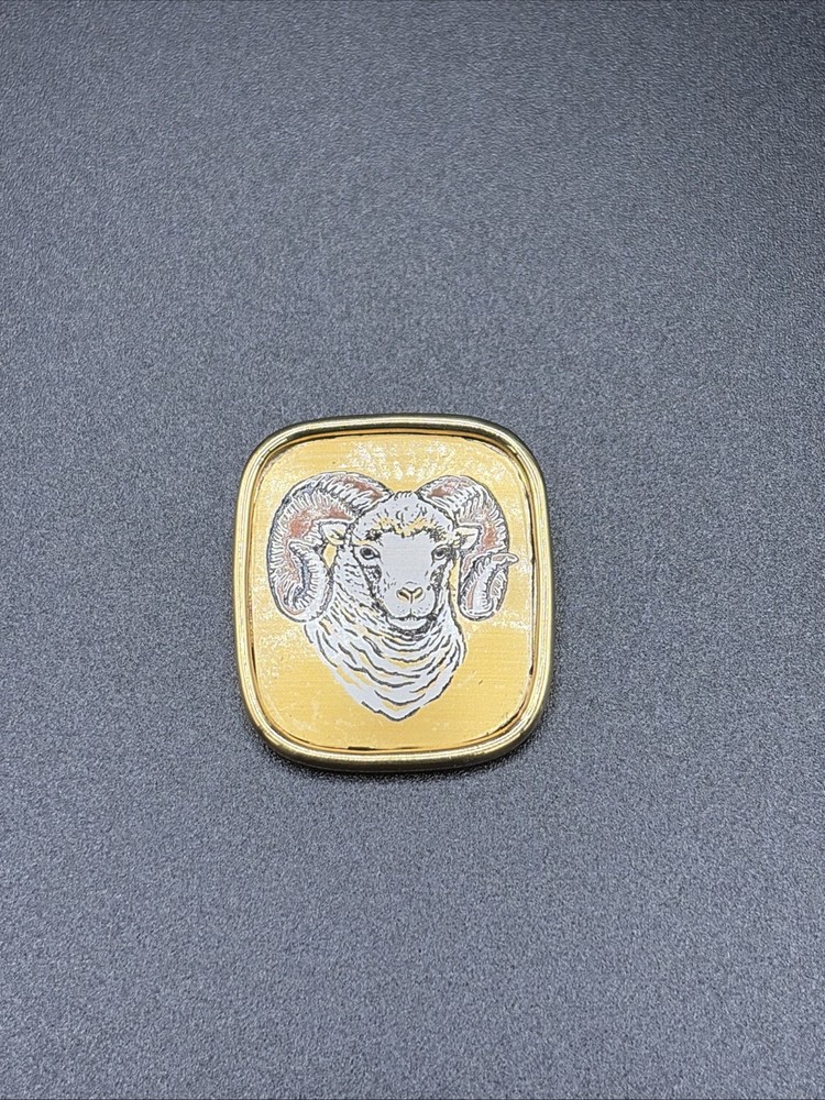 Reed & Barton Damascene UNC Rameses Ram Pendant Gold Tone