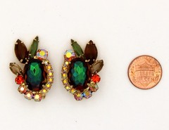 Verified 5120 D&E Juliana Fall Watermelon Heliotrope Vitrail Rhinestone Earrings