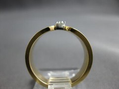 ESTATE .05CT DIAMOND 14KT 2 TONE GOLD 3D ROUND MATTE & SHINY FUN BAR RING #27965