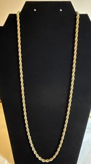 Vintage 14K GP Gold Plated Twisted Link Rope Chain Necklace Marked 24”