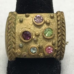 Vintage 18K HGE Plated Multi Color Crystals Unique Bold Look Ring varied sizes