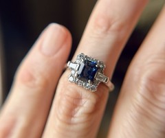 Vintage Retro ~1ct Sapphire & Diamond Platinum Engagement Ring Sz 5 5.7g Estate