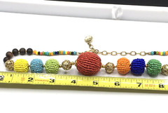 Vintage Graziano Seed Bead Round Ball Chunky Multicolor Boho Statement Necklace