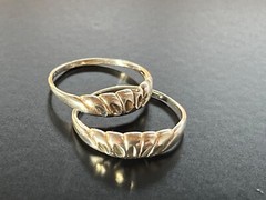 VTG Lot of 2 Handcrafted 925 Silver Stackable Rings Approx Size 7 Detailed 2.27G