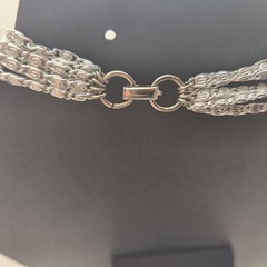 VTG Silver Tone Multi Strand S Link Choker Necklace 15 In