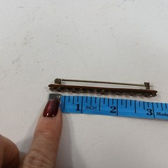 Antique Rhinestone Bar Brooch, Prong Set Stones, C Clasp Vintage