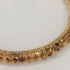 Vintage Face Clad Gold Bangle Ornate Filigree Bracelet Boho Chic Marked F.C.