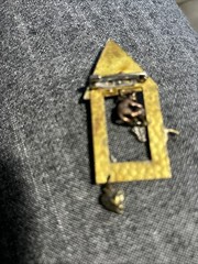 Vintage Artisan Cat House Kitty Cat Charm Brooch In Multicolored Metals #3