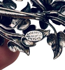 Vintage Danecraft Sterling Silver Floral Spray Brooch Pin Blooming Branch 3 1/8”