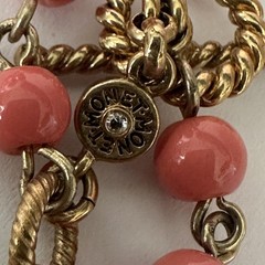 VTG 70’s Monet Pink Peach Beaded Strand Necklace Gold Tone 19/38” StatementRARE