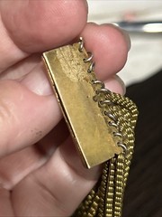 ANTIQUE NOUVEAU GOLD TONE 9 MULTI-STRAND LAYERED NECKLACE TINY BOOK LINKS 88g