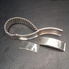 Vintage Signed JB Photo-Vou ID Stretch Bracelet Sterling/Stainless Steel. 17.491