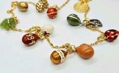 Joan Rivers Red Cross Heart Elephant Swan Basket Connect Necklace 14 Charms