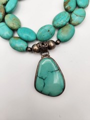 Vintage 925 Sterling Silver Genuine Turquoise Beaded Necklace