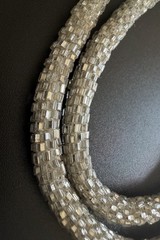 Antique 1920s Art Deco Silver Lined Glass Seed Bead Sautoir Lariat Necklace 48”!