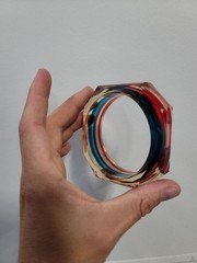Vintage Bangle Bracelet Rainbow Punk Resin New Wave Jewelry