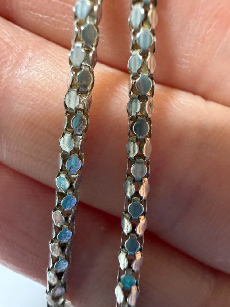 Vintage Sterling Silver Chain Snake Scale Popcorn 24″ 6g Gorgeous Stamped FAS
