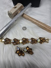 Juliana D&E Topaz AB Rhinestone Bracelet Earring Set Demi Parure as-is