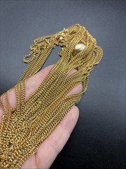 Vtg Estate Gold Brush Tone Multi Strand Necklace & Earrings Jewelry Set 12”L MCM