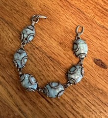 Vintage 60s 3 Piece Faux Turquoise Jewelry Necklace Set Bracelet Earrings ￼