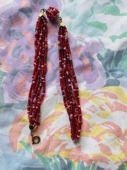 Vintage Red Glass Necklace And Earring Set Seed Bead Japan 1940s/1950s Read