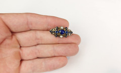 Antique Vtg 800 SILVER Austro Hungarian Lapis Gemstone SMALL Brooch Signed KT