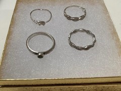 Vintage Lot of 4 Sterling Silver Rings, Assorted Sizes and Styles, Nice Designs