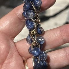 VINTAGE SET WEST GERMANY ART GLASS BLUE LAPIS WATERFALL EARRINGS NECKLACE