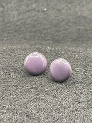 Vintage Unbranded Purple Violet Enamel Button Stud Earrings Costume Fashion