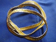 Vintage Medici Gold Silver Tone Thick flat 24″ Snake Chain Necklace