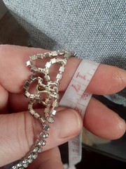Prong set Clear Rhinestone Scalloped Style Necklace. Glamorous. Wedding 17 In.