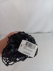 Black ART GLASS BEADED SWEATER/SCARF NECKLACE VINTAGE 48″