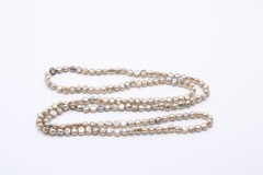 Vintage Iridescent Pink Peach Freshwater Peach 6.25mm Nugget Necklace 33 In