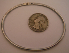 HANDMADE Sterling Silver Bangle Bracelet 7 5/8″ Signed PT or PF ? NICE