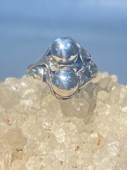 Balls ring size 5.50 floral pinky bubble band Art Deco sterling silver women gi