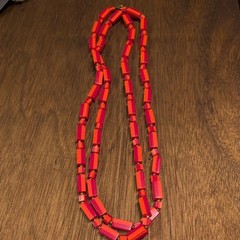 Vintage Red/Orange Necklace 56″in Long.
