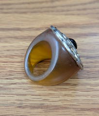 Vintage Lucite Ring Floral Statement Large Oversized Size 7 Unique Unusual Rare