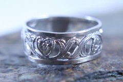 Vintage UNCAS Flower Band Ring Size 7 Sterling Silver Openwork Scroll Filigree
