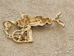 Vintage Style Cat & d Bird In Cage brooch / pendant
