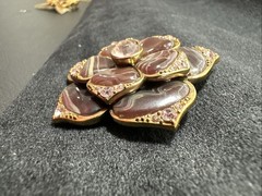 Liz Claiborne Flower Brooch Gold Brown and Pink Rhinestones 2