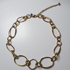Vintage Joan Rivers Signed Gold Tone Necklace Statement Big Oversized Links Adj